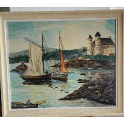 Huile sur toile encadrée...