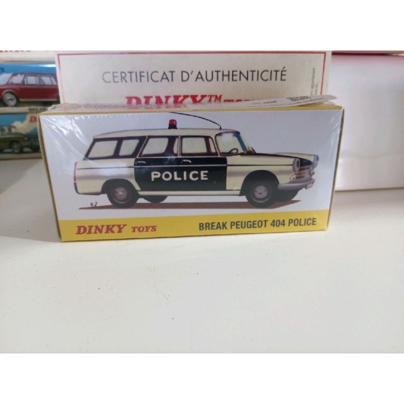 PEUGEOT 404 Break POLICE - DINKY TOYS Atlas - 1:43e - avec certificat d'authenticité + fascicule 