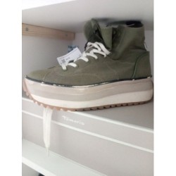 BASKETS COMPENSEES EN TOILE KAKI MARQUE TAMARIS P39