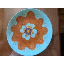 Lot plat/coupelle en porcelaine peint à la main Soizick