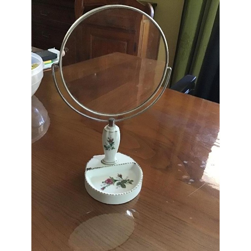 Miroir pied porcelaine 1970 double face 