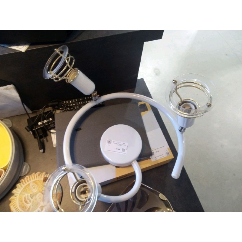 Plafonnier 3 spots orientable métal blanc 